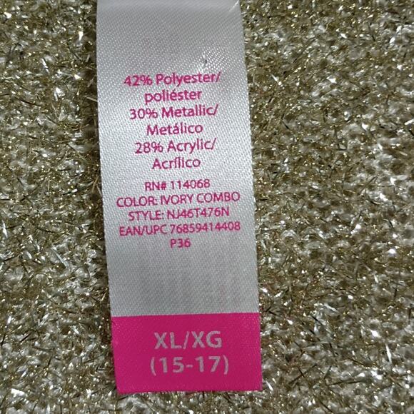 Gold Metallic Juniors XL 15/17 Tunic Sweater Round Neck Machine Washable - Picture 15 of 16